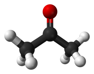 ball-and-stick image of an acetone molecule from Wikipedia