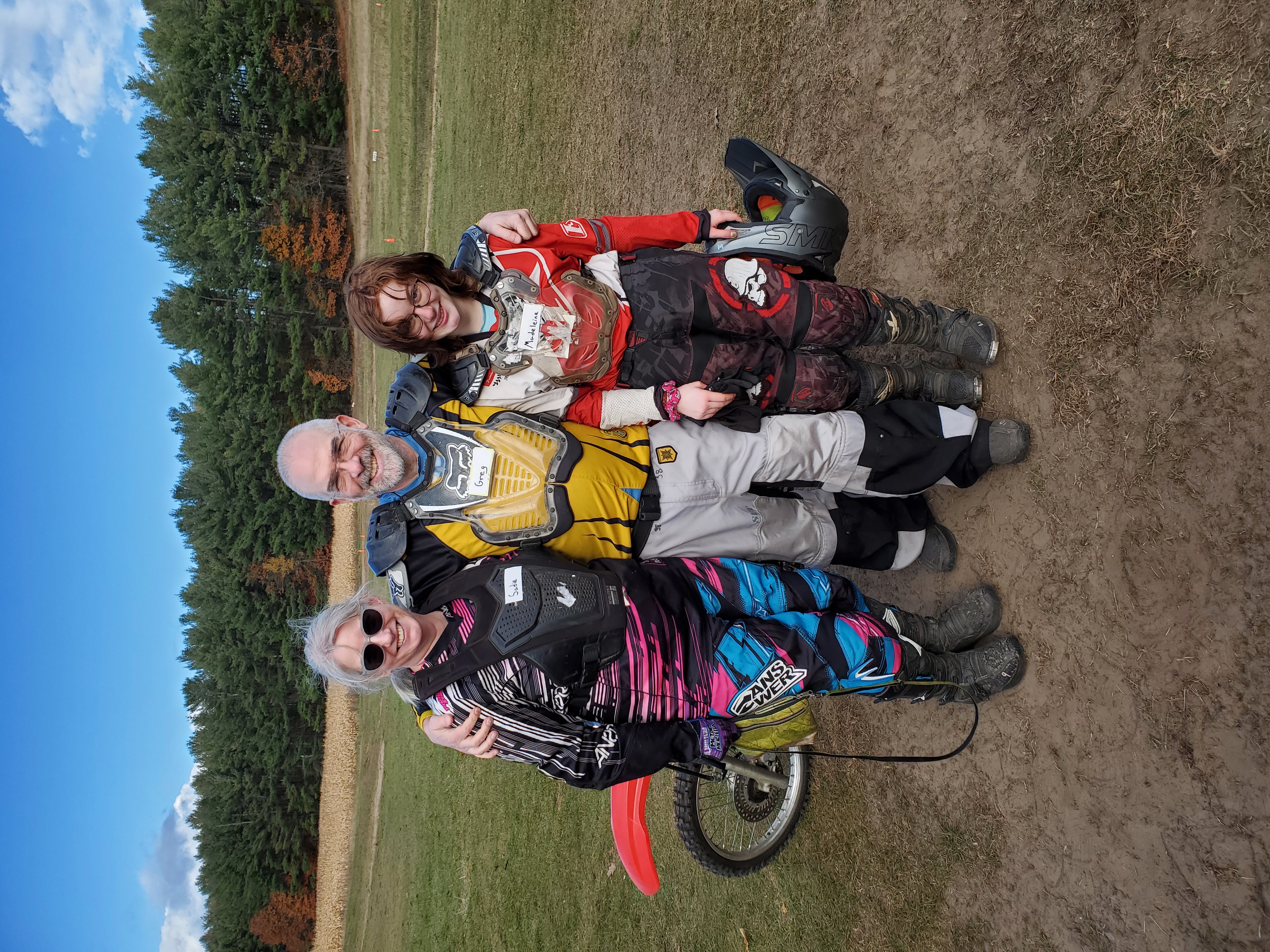 family on trail bikes