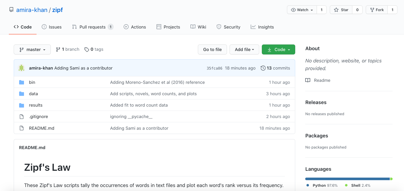 Viewing a pull request.