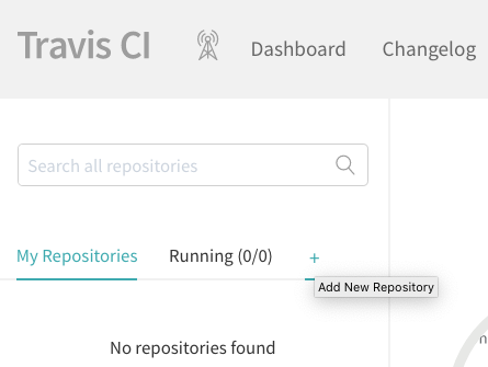 Click to add a new GitHub repository to Travis CI.